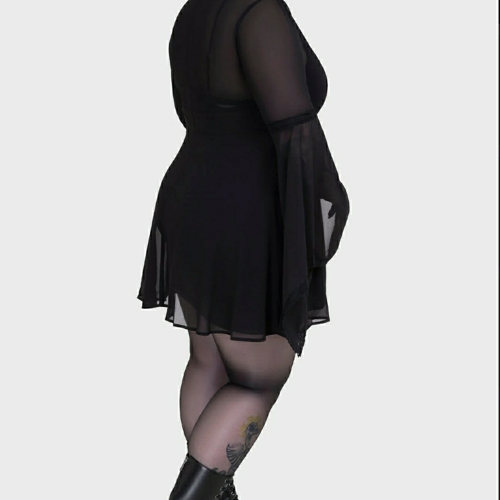 Killstar Black Gothic Long Sleeve Dress - Picture 7 of 7
